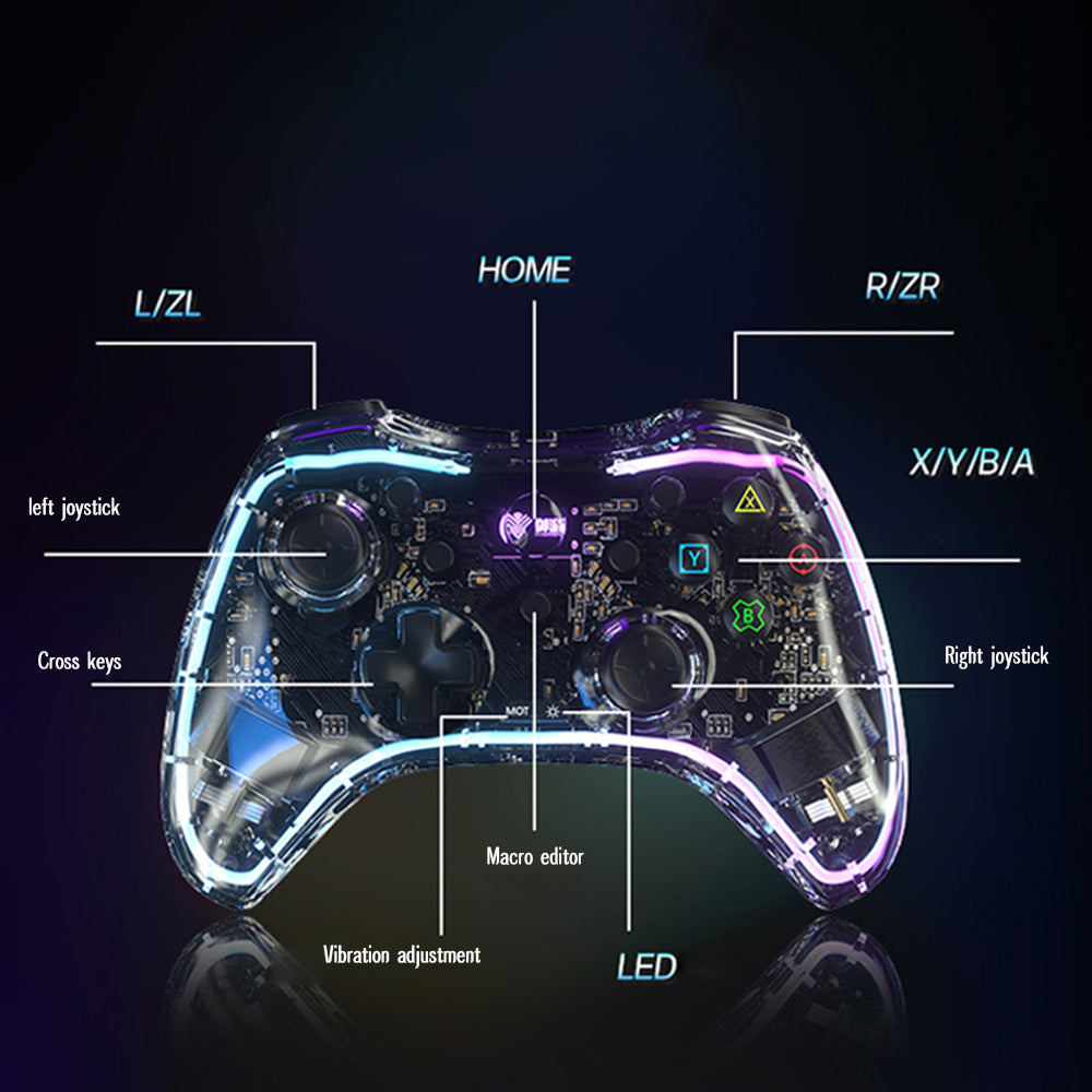 Glare Transparent Wireless Computer PC Bluetooth Handle With Vibration