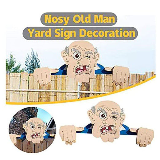 Garden Fence Decoration Funny Nosy Old Man And Lady Yard Art Sign Decoration