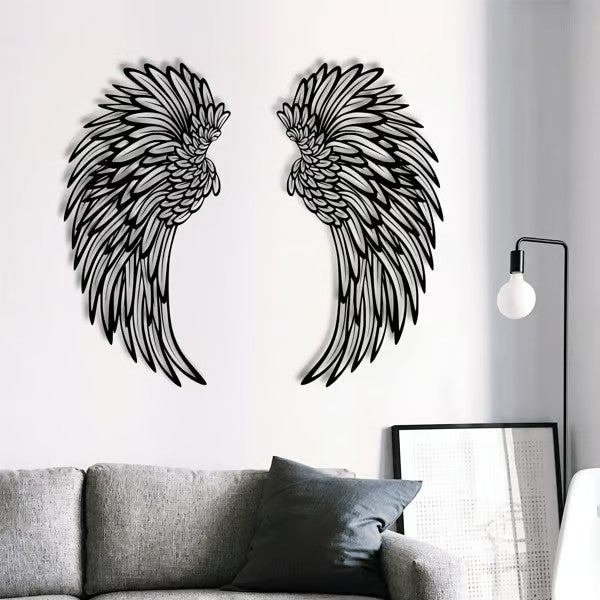 1 PAIR ANGEL WINGS METAL WALL ART WITH LED LIGHTS