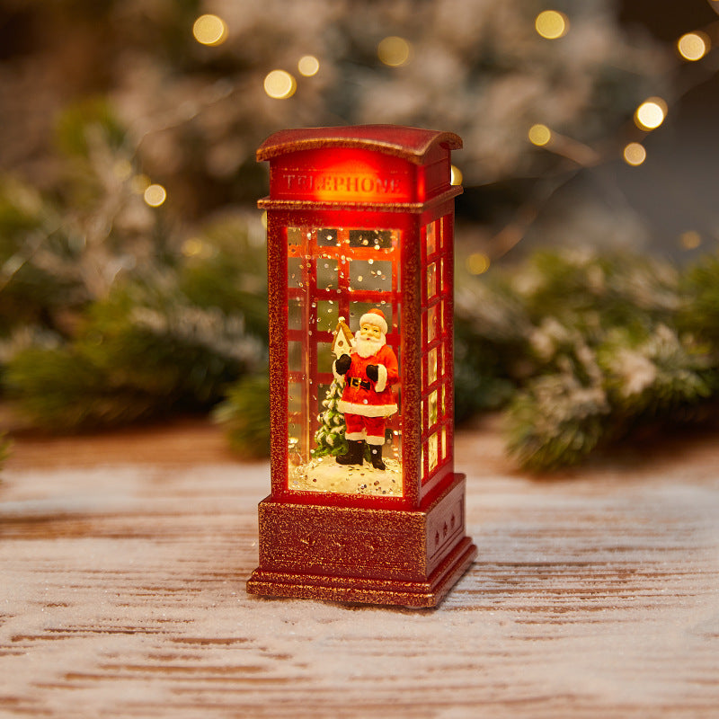 Christmas Lanterns, Water Filled Telephone Booth Lamp, Wind Lamp, Christmas Decorations, Christmas Lighted Water Lantern