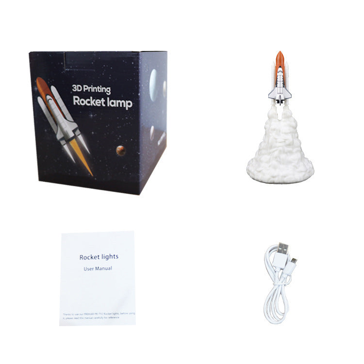 3D Print Rocket Lamp, Space Shuttle Lamp Rechargeable Night Light USB Charging Decoration Lamp