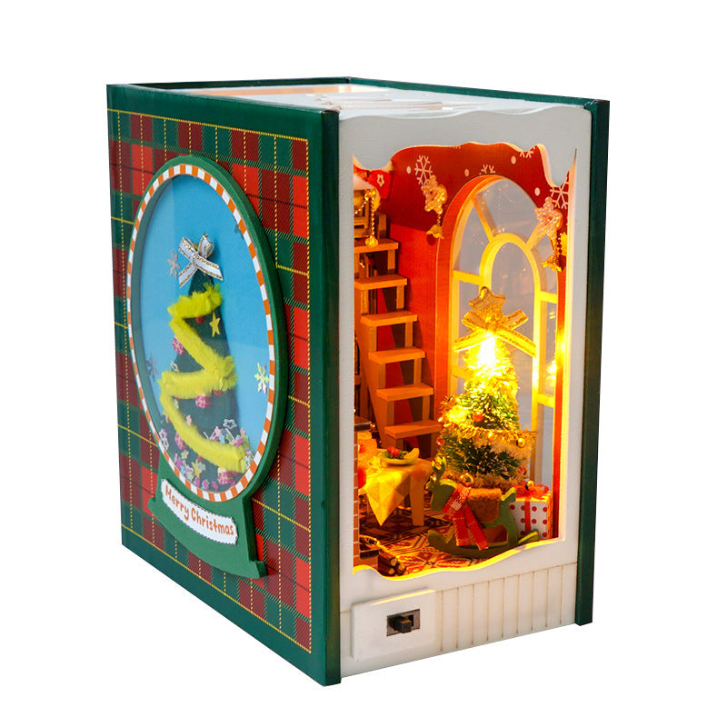 DIY Christmas 3D Wooden Miniature Book Nook House Kit