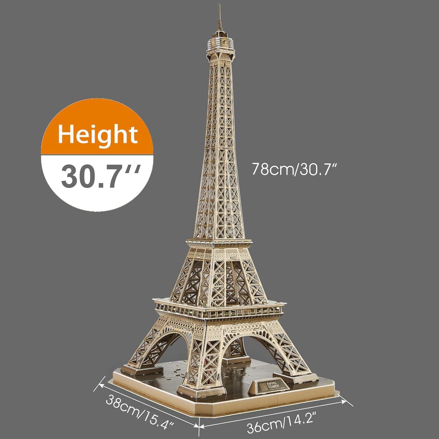 LED Architecture Model Building 3D Puzzle, DIY Paper Craft Lighting Paris Eiffel Tower Decor