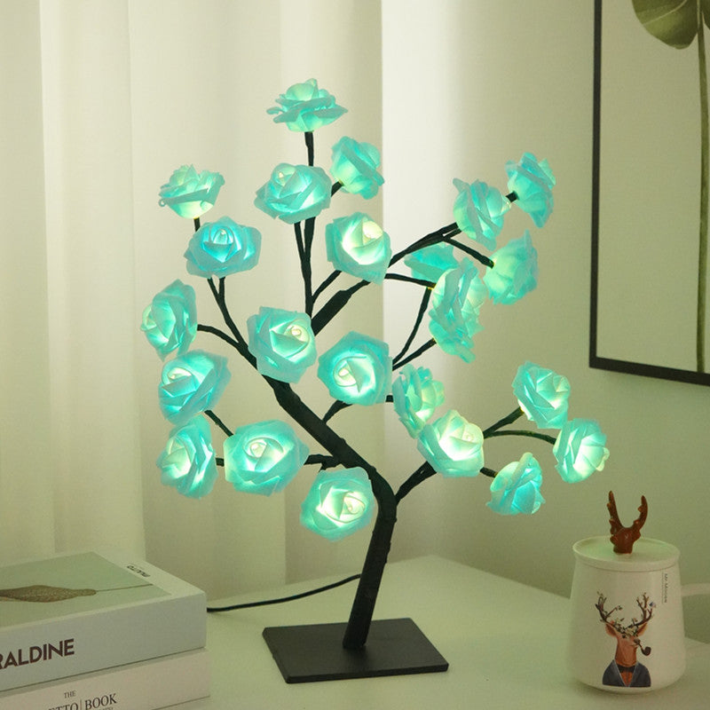 Rose Flower Tree Lamp, Led Rose Table Lamp Home Decor USB Battery Powered