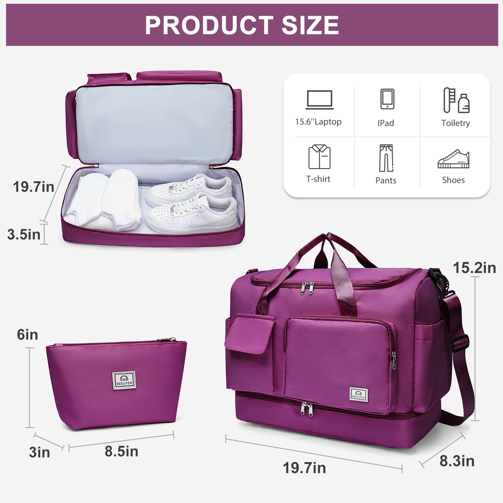 Small Gym Bag For Women, Travel Duffle Bag Carry On Weekender Bag With Shoe Compartment, 05#Green, Gym Bag & Toiletry Ba