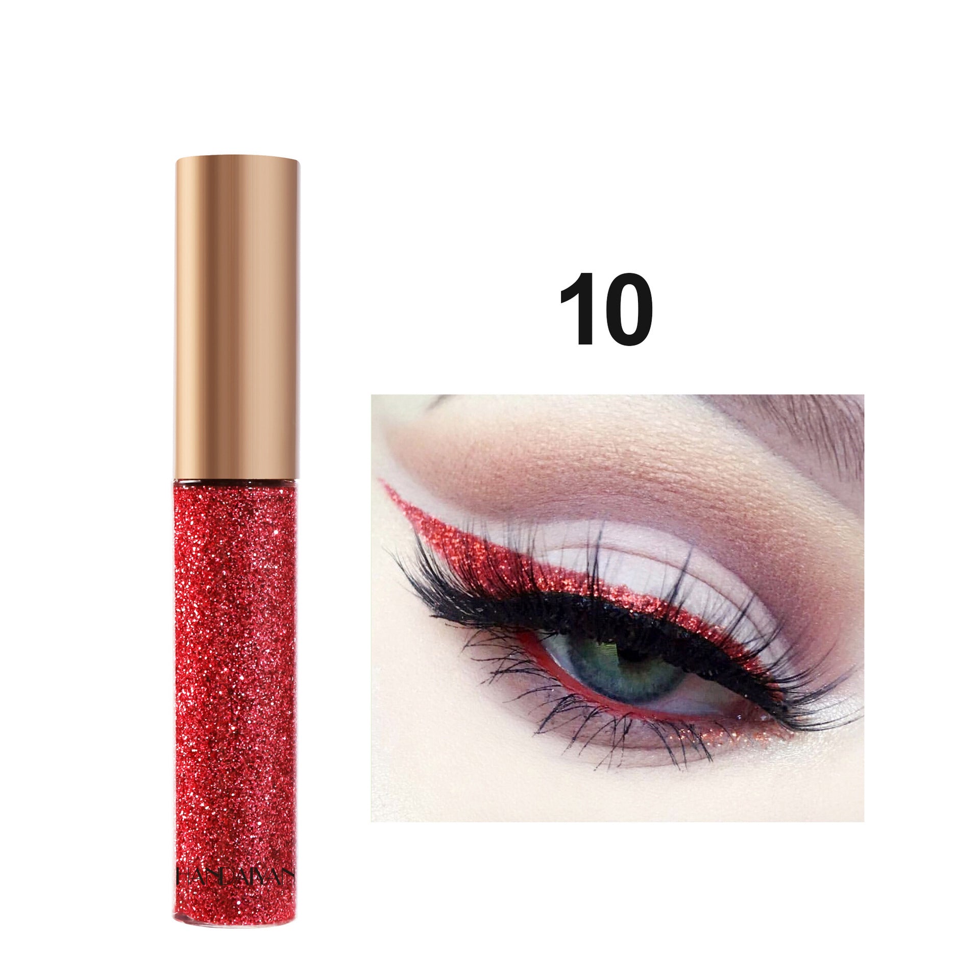 HANDAIYAN 10 Colors Liquid Glitter Eyeliner Set, Metallic Shimmer Glitter Eyeshadow, Long Lasting Waterproof Shimmer Spa