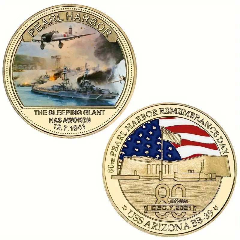 5pcs Pearl Harbor Metal Zinc Alloy Commemorative Coin