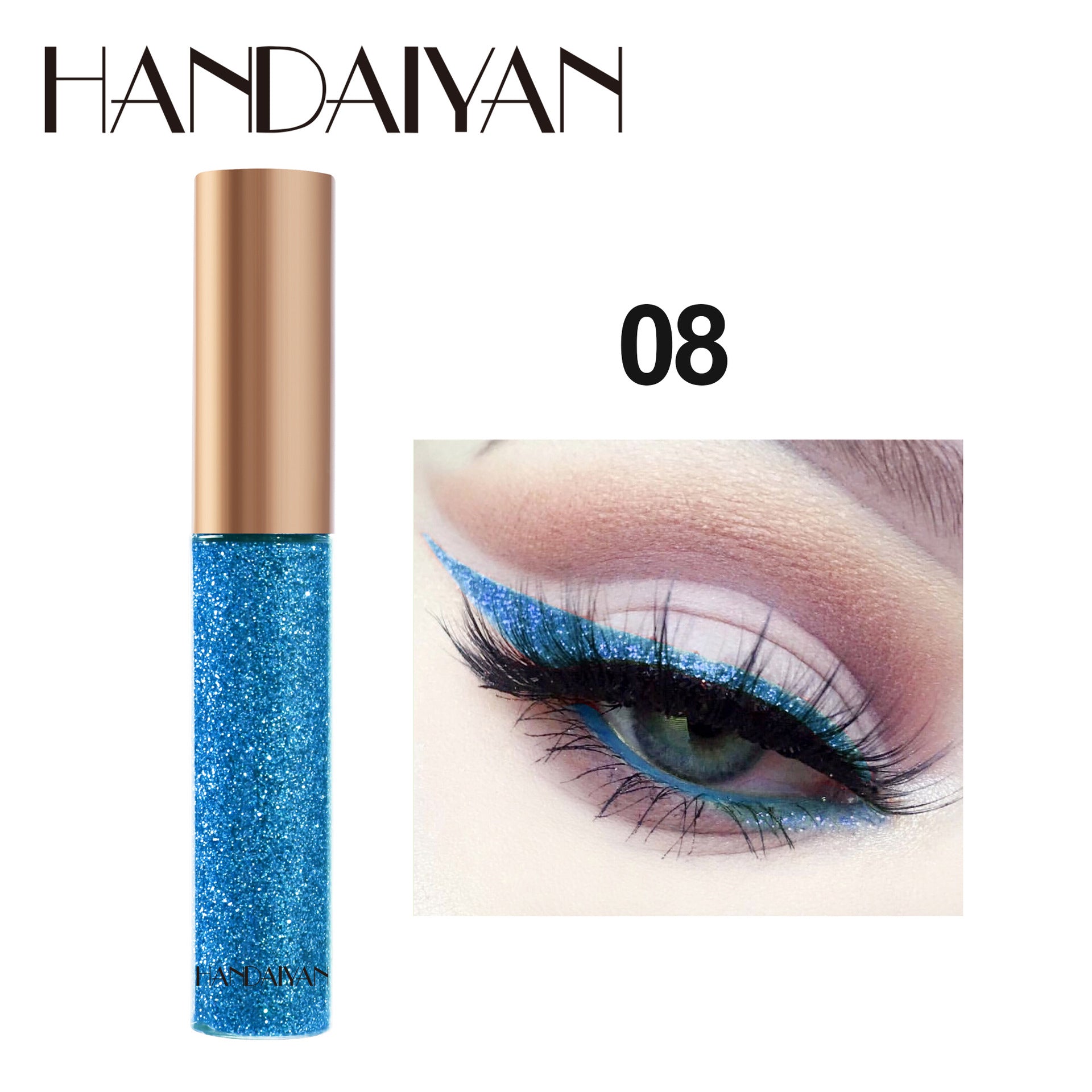 HANDAIYAN 10 Colors Liquid Glitter Eyeliner Set, Metallic Shimmer Glitter Eyeshadow, Long Lasting Waterproof Shimmer Spa