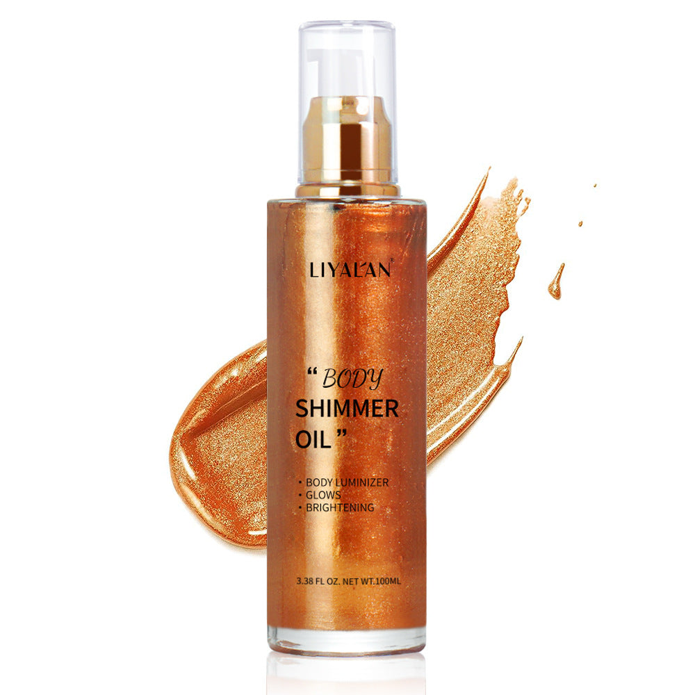 Liyalan Shimmer Body Oil Gold 5 Color Bronze Face Glow Pearl Highlighter Illuminator Body Makeup Shine Glitter