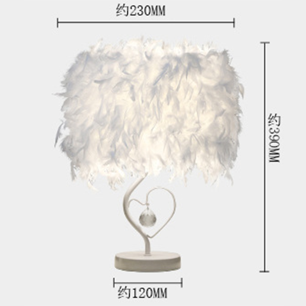 Heart Wing Crystal Feather Table Lamp