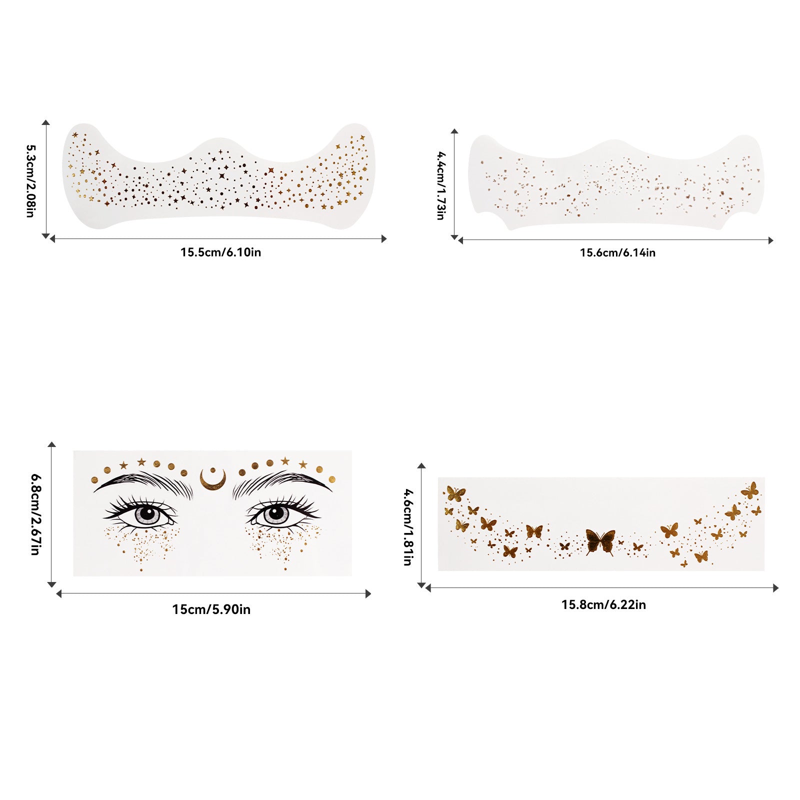 Waterproof Metallic Glitter Face Tattoo Stickers For Glitter Effect Shows And Makeup Stickers