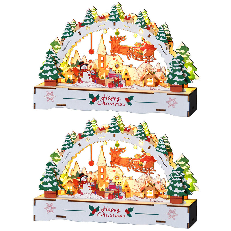 Christmas Wooden House Village Scene Puzzle With LED Light