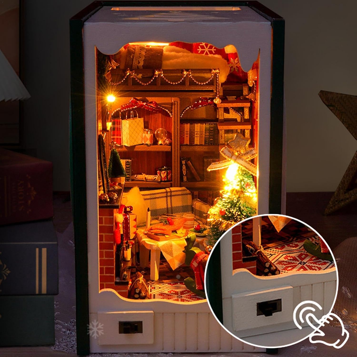 DIY Christmas 3D Wooden Miniature Book Nook House Kit