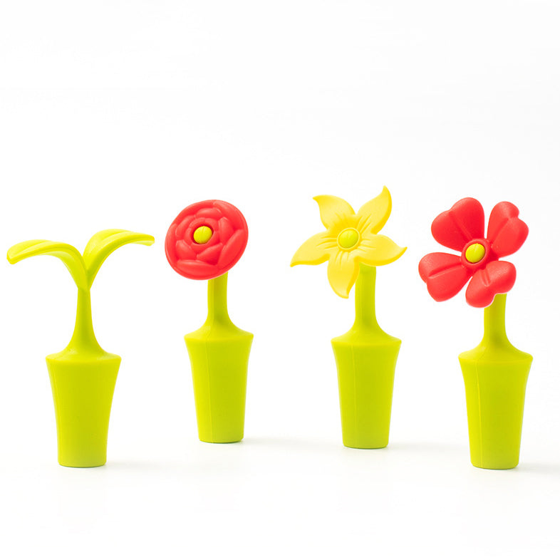 Silicone Flowers Wine Bottle Stopper, Wine Corks Saver Sealer