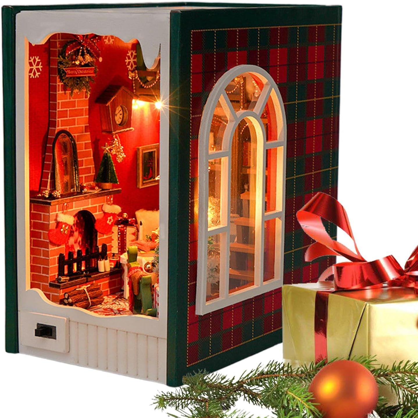 DIY Christmas 3D Wooden Miniature Book Nook House Kit