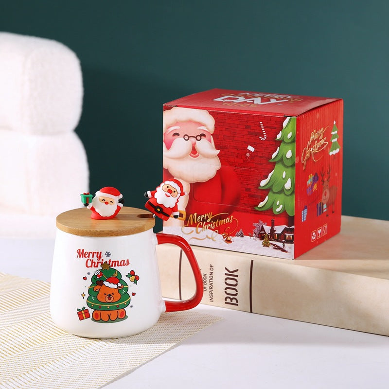 Christmas Ceramic Mug, Christmas Coffee Mug Santa Mug, Gift Box Ceramic Mug And Spoon Set