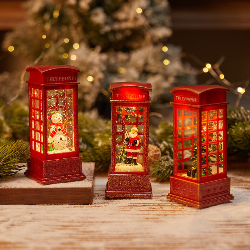 Christmas Lanterns, Water Filled Telephone Booth Lamp, Wind Lamp, Christmas Decorations, Christmas Lighted Water Lantern