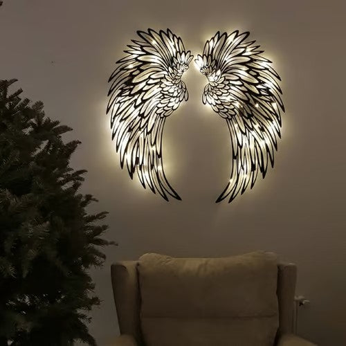 1 PAIR ANGEL WINGS METAL WALL ART WITH LED LIGHTS