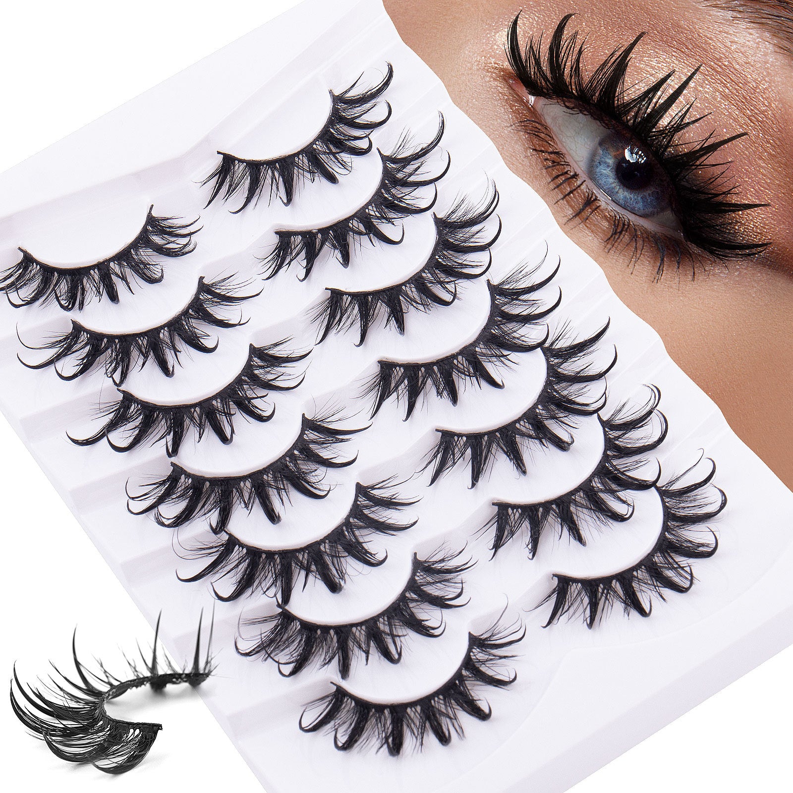 Magefy 7 Pair Of Natural Thick False Eyelashes, Fluffy Slim Comic False Eyelashes, Everyday/Travel Must-Have