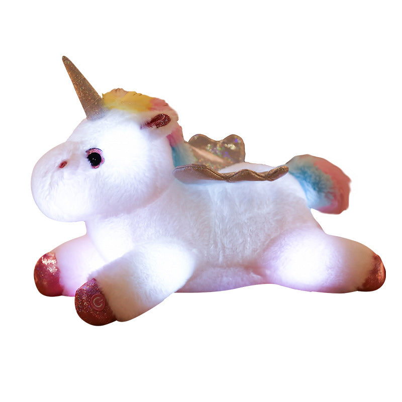 LED Glowing Stuffed Rainbow Unicorn Light Up Plush Toys With Night Lights