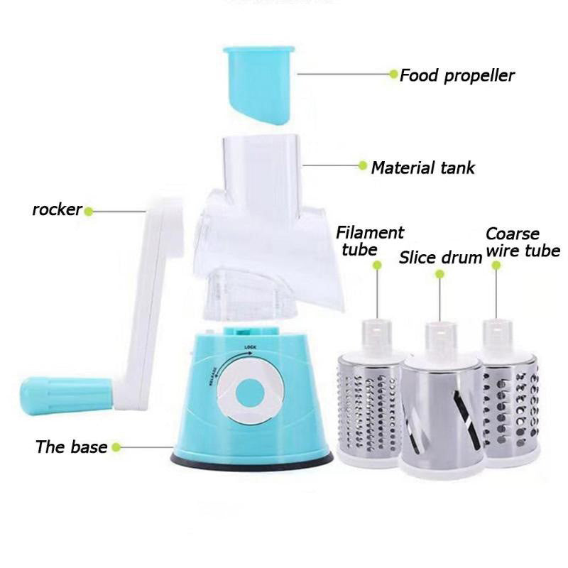 3 In 1 Rotary Cheese Grater Vegetable Slicer