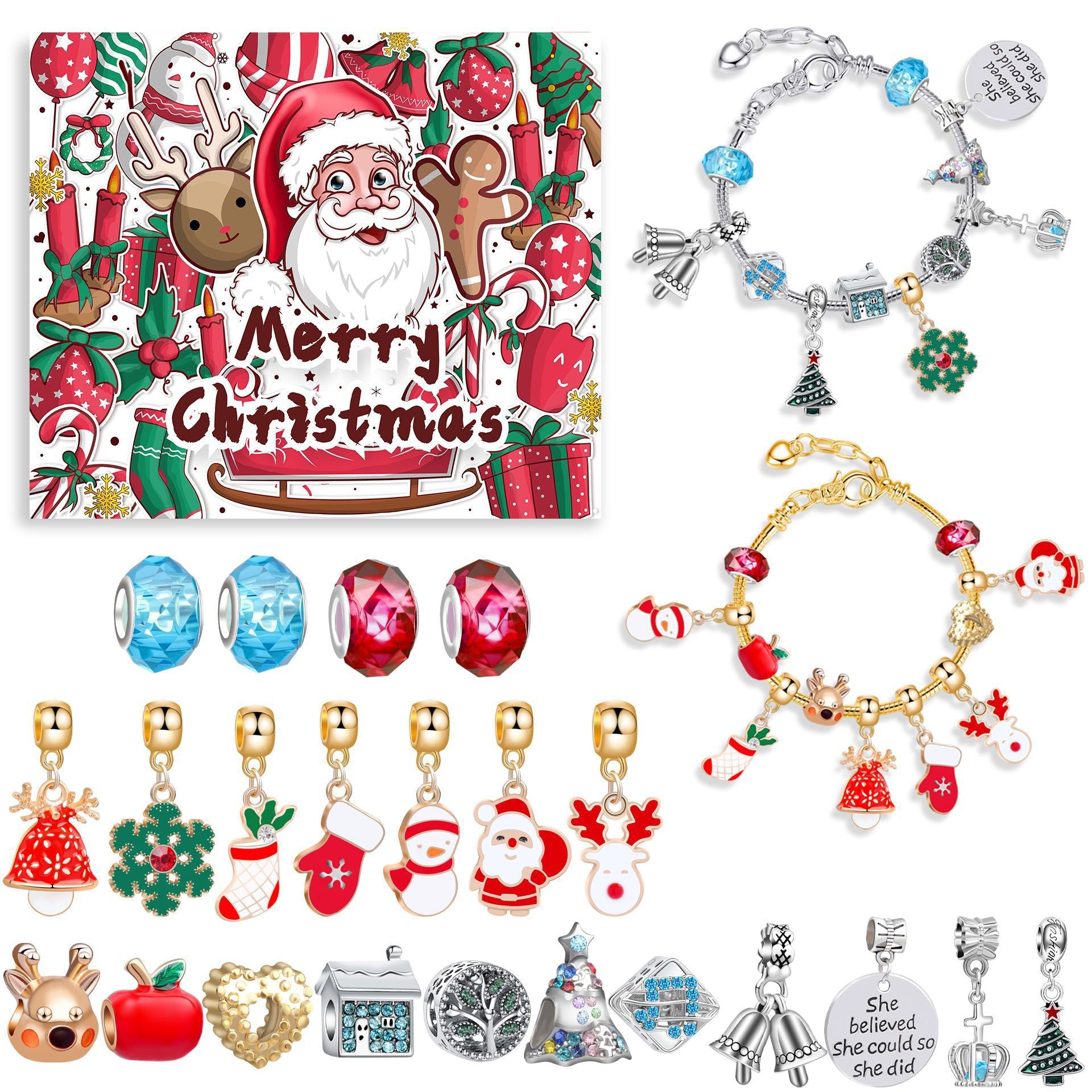 🎅🎄24-Pocket Christmas Puzzle DIY Jewelery Gift Set