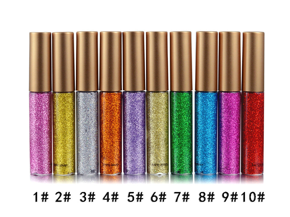 HANDAIYAN 10 Colors Liquid Glitter Eyeliner Set, Metallic Shimmer Glitter Eyeshadow, Long Lasting Waterproof Shimmer Spa