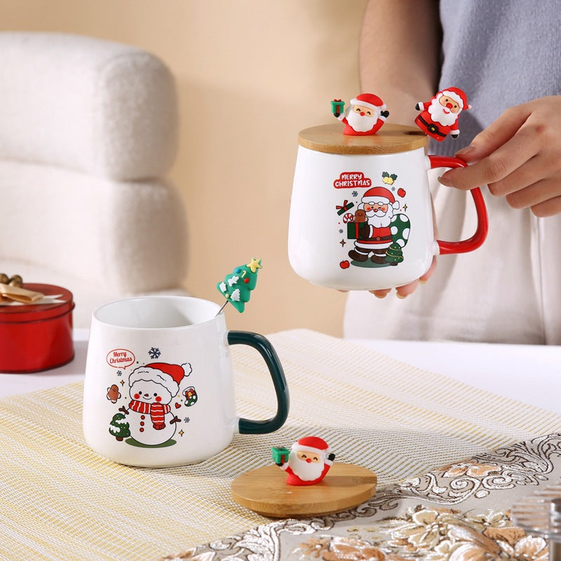 Christmas Ceramic Mug, Christmas Coffee Mug Santa Mug, Gift Box Ceramic Mug And Spoon Set