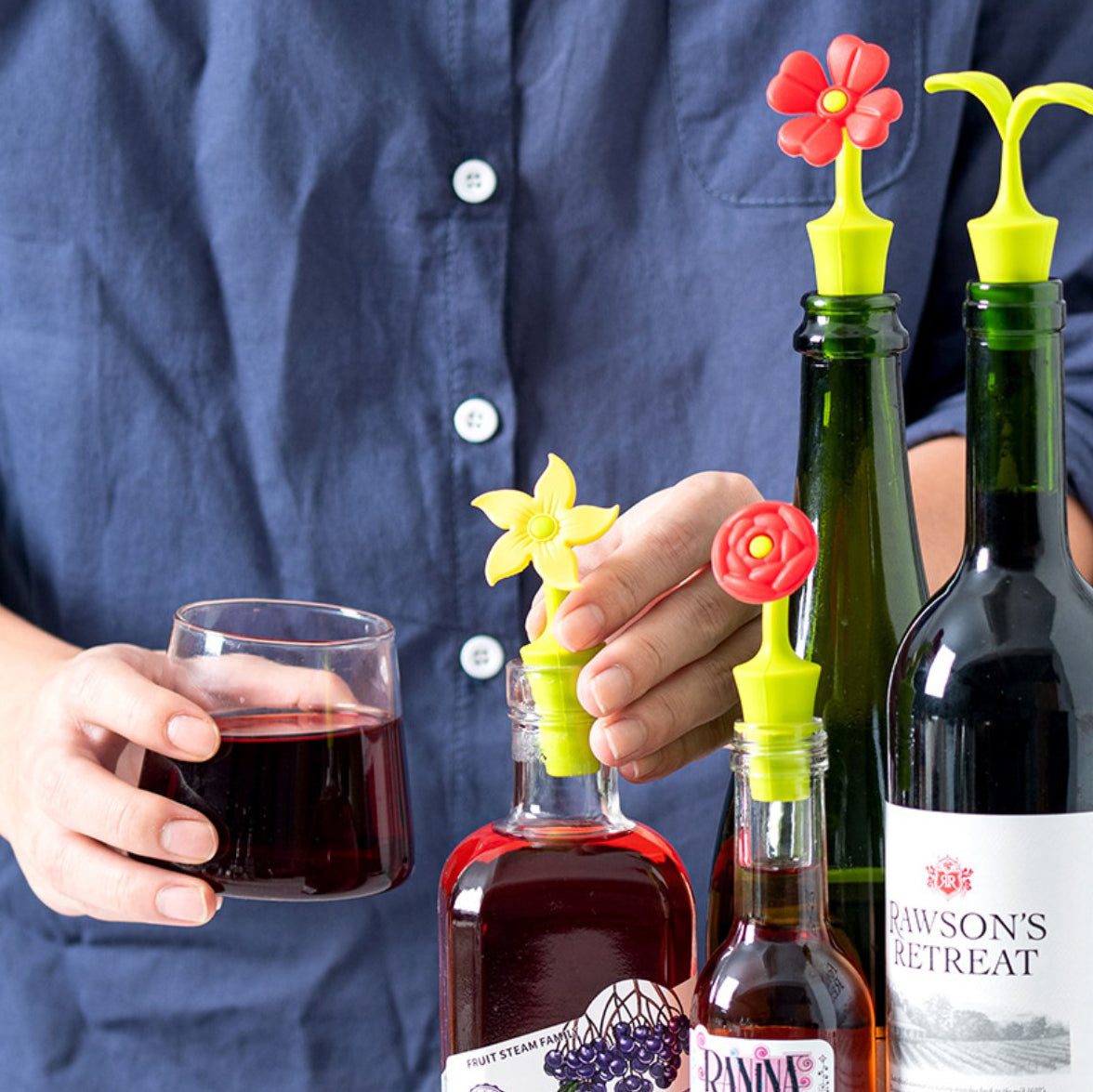 Silicone Flowers Wine Bottle Stopper, Wine Corks Saver Sealer