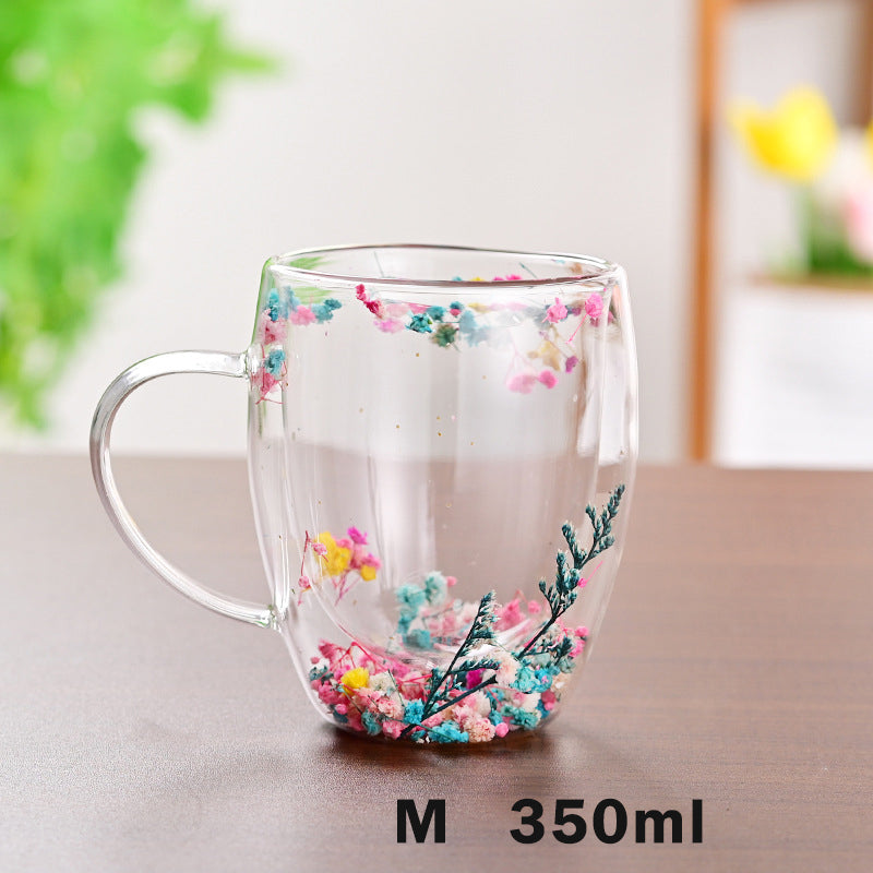 Floral Fusion: Double Wall Glass Cups