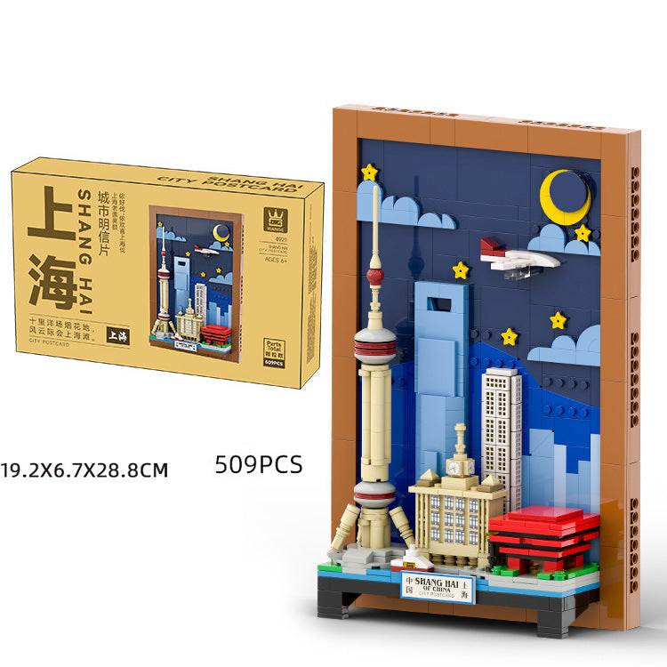 Wall Art Building Blocks Set,3D Postcard Collection Gift For Adult And Kid