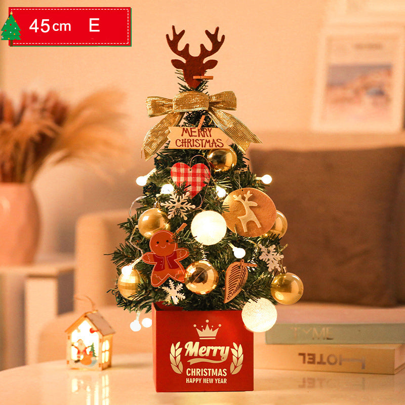 Christmas LED Tree Pine Needles Flocked Deco Tree Tabletop Mini Christmas Tree Set For Office Christmas Tree