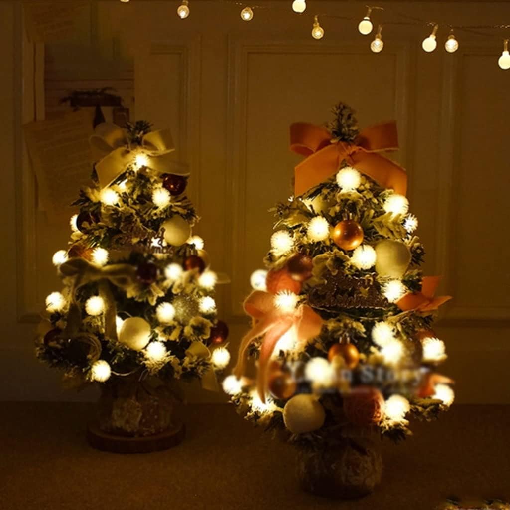 Christmas LED Tree Pine Needles Flocked Deco Tree Tabletop Mini Christmas Tree Set For Office Christmas Tree