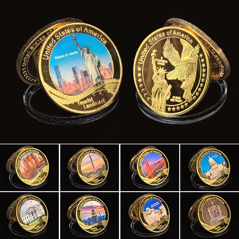 10pcs American Tourist Landmark Buildings Souvenir Collection With Gift Box