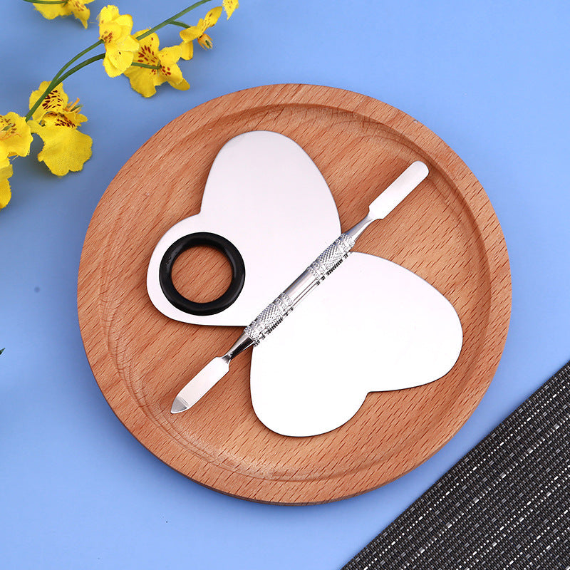 Stainless Steel Metal Makeup Mixing Palette, With Spatula