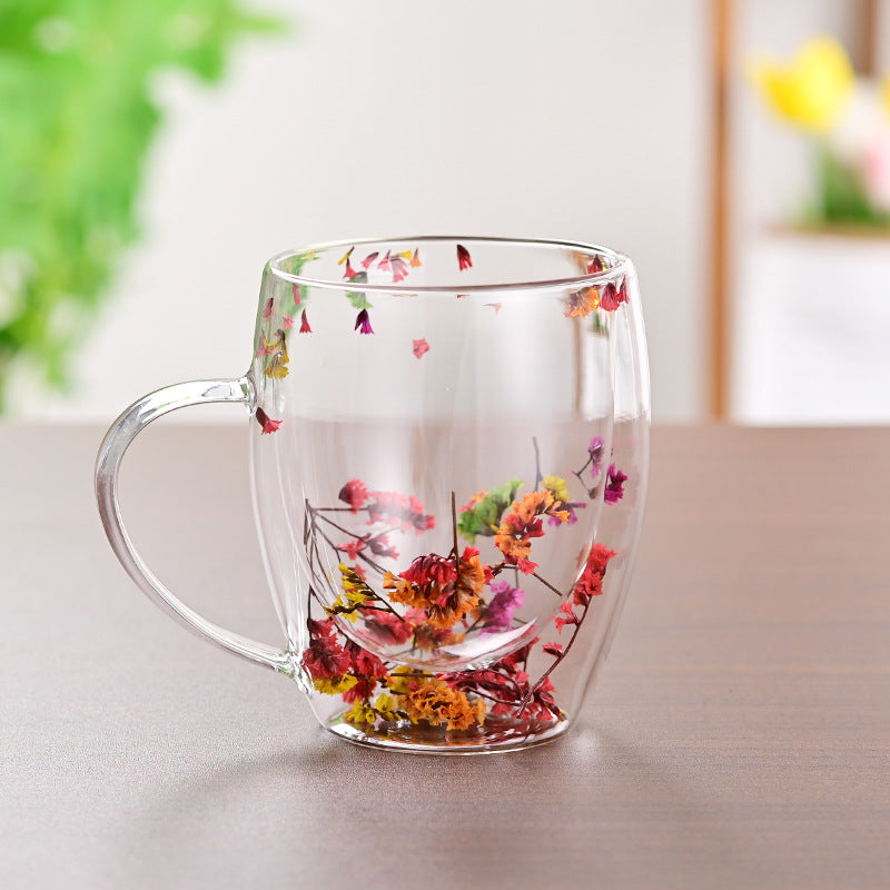 Floral Fusion: Double Wall Glass Cups