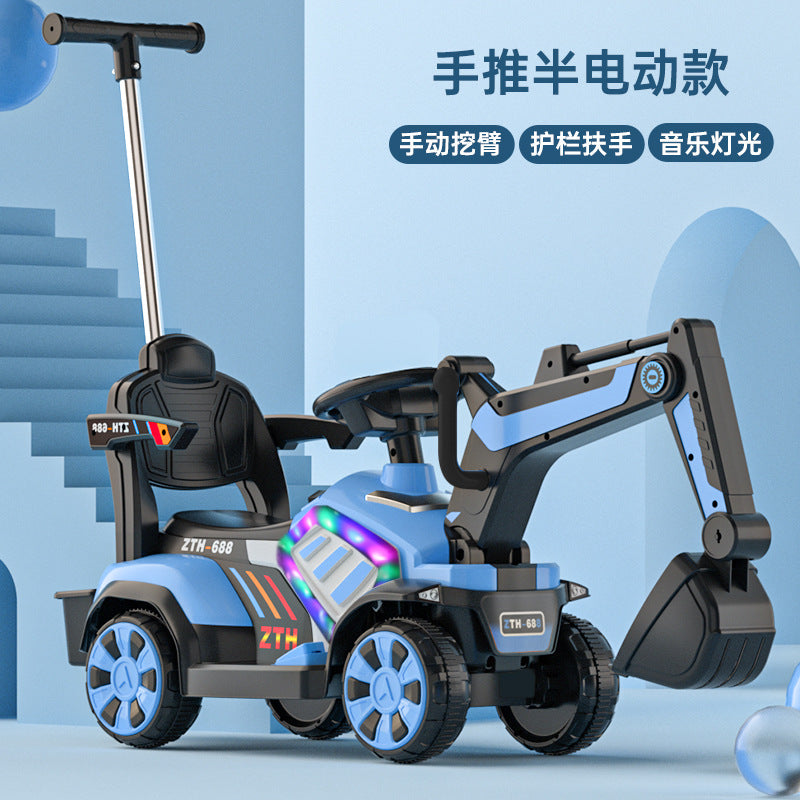 Kids Excavator,Electric Construction Tractor Drilling Bucket Electric Front Loader Excavator