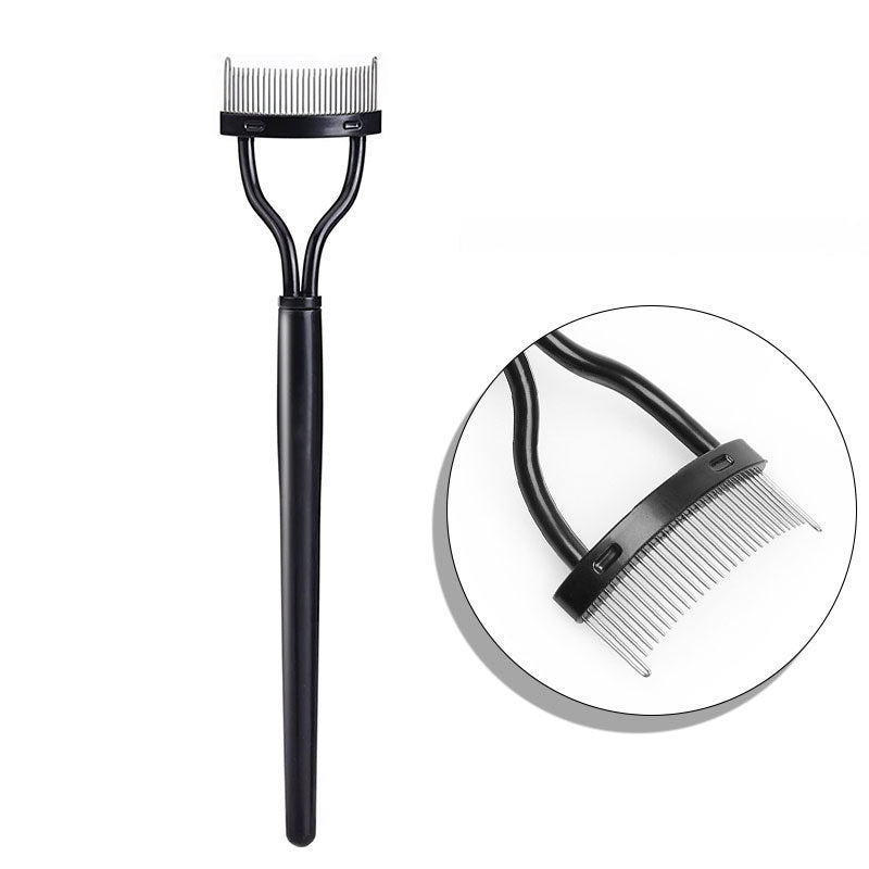 1pc Black Steel Needled Eyelash Comb & Brush Set