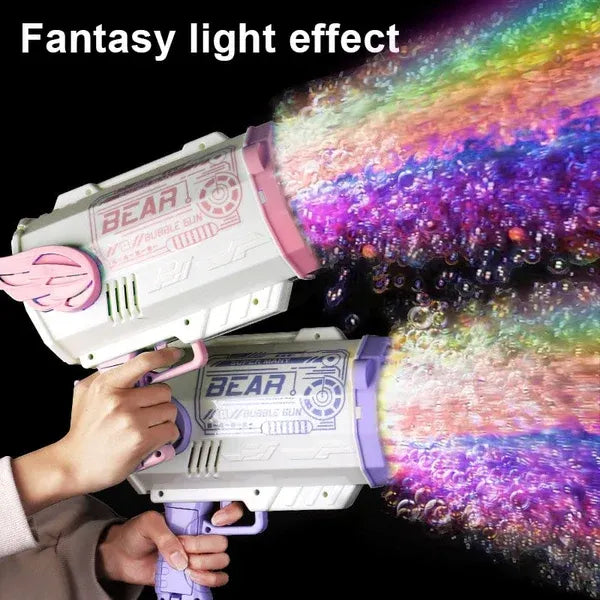 80-Hole Bubble Gun Angel Wing Style With Colorful Led Lights