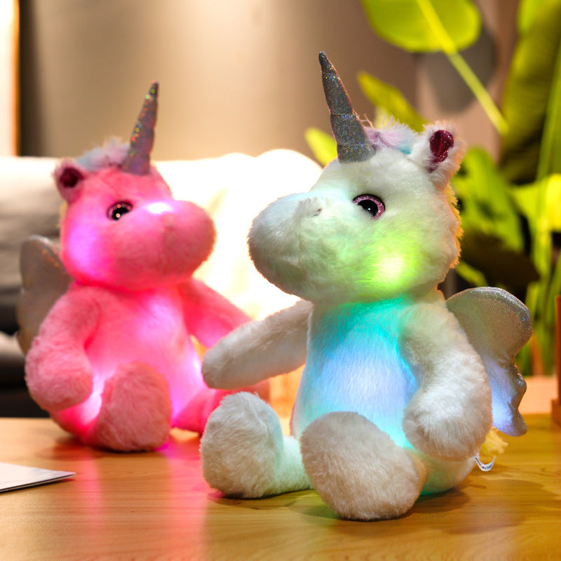 LED Glowing Stuffed Rainbow Unicorn Light Up Plush Toys With Night Lights