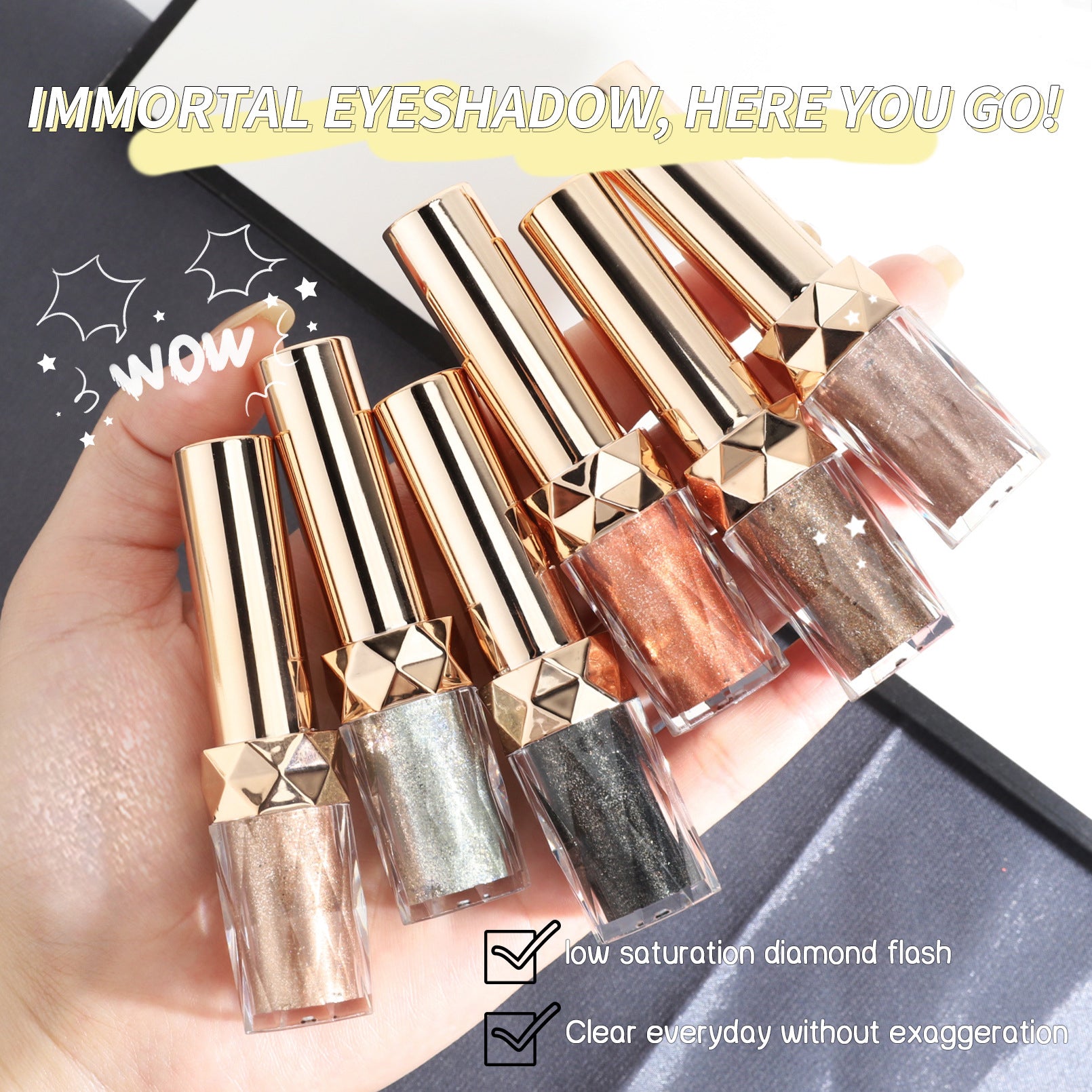 Liquid Glitter Eyeshadow, 3g Diamond Shimmer Eyeshadow Long Lasting Lightweight Quick-Drying Eye Shadow