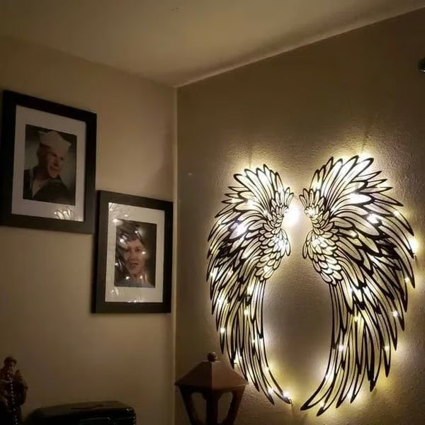 1 PAIR ANGEL WINGS METAL WALL ART WITH LED LIGHTS