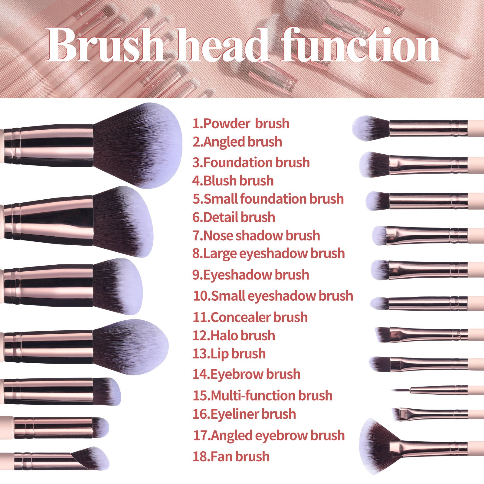 Bs-Mall Premium Makeup Brushes Concealers Synthetic Foundation Powder Eyeshadows 18 Pieces Set