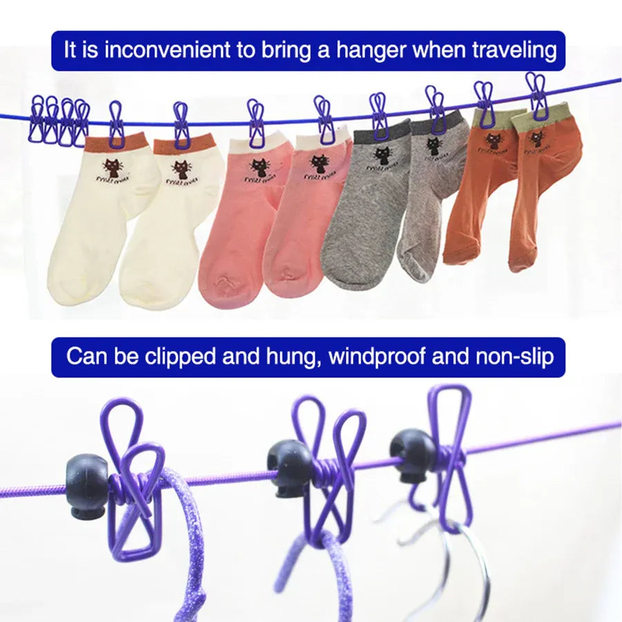 Portable Travel Clothesline With Clips