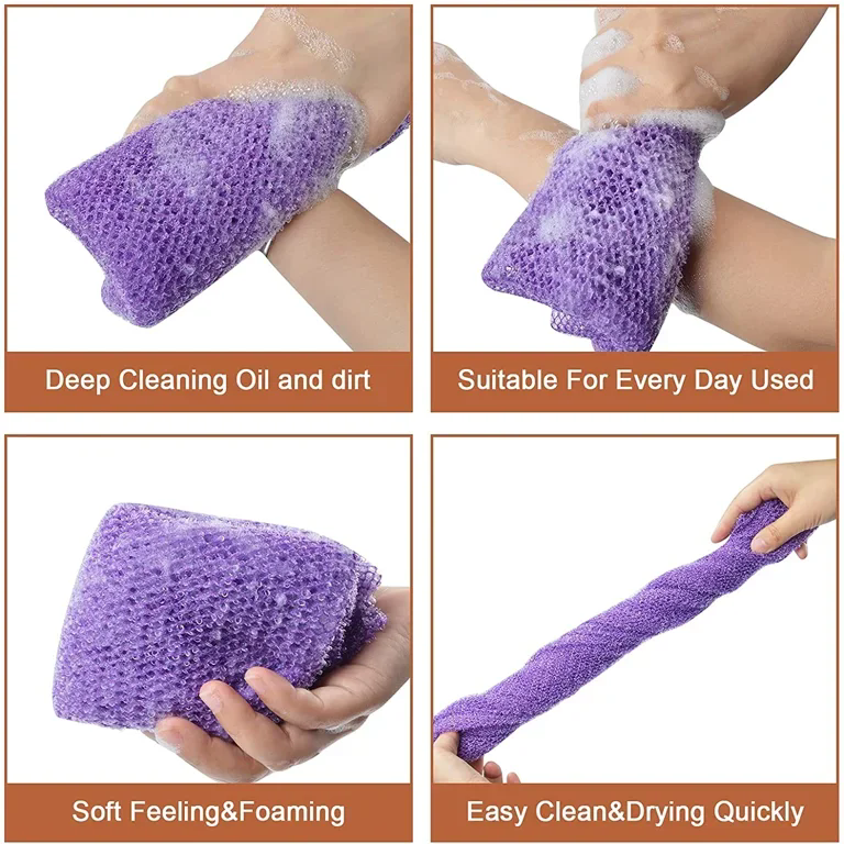 African Net Long Bath Net Sponge Exfoliating Shower Body Scrubber Back Scrubber Skin Smoother Towel