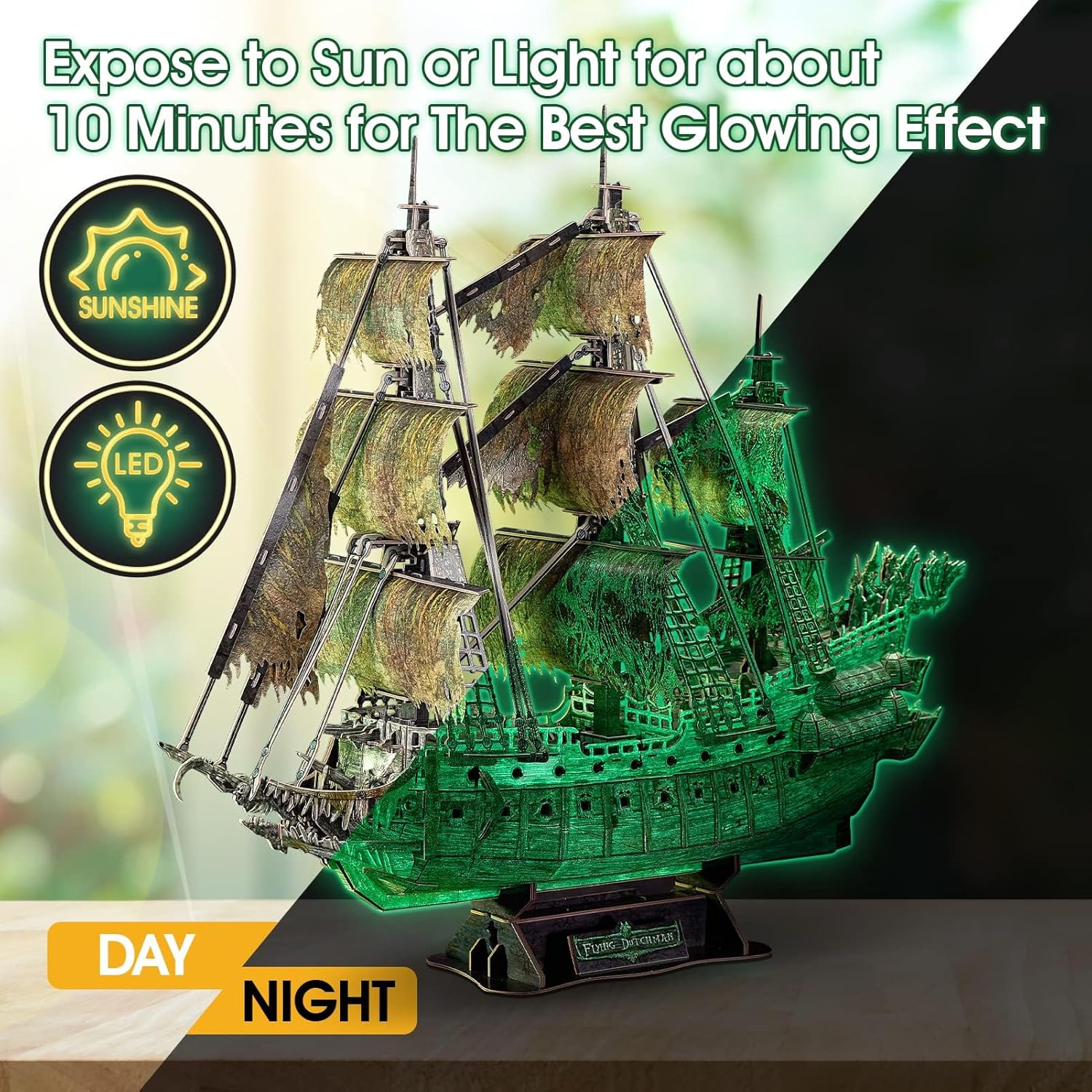 3D Puzzle Flying Dutchman LED And Fluorescence Ver., Craft, No Glue Tools Required