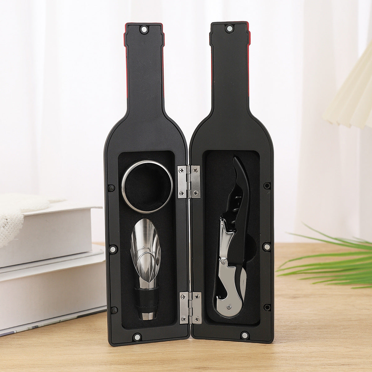 Wine Tool Set Novelty Bottle Shaped Holder Perfect Housewarming Present 3-5 Piece Corkscrew Set