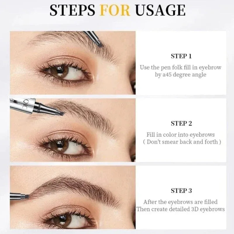 3D Waterproof Microblading Eyebrow Pen 4 Fork Tip Tattoo Pencil(FREE GIFTS)