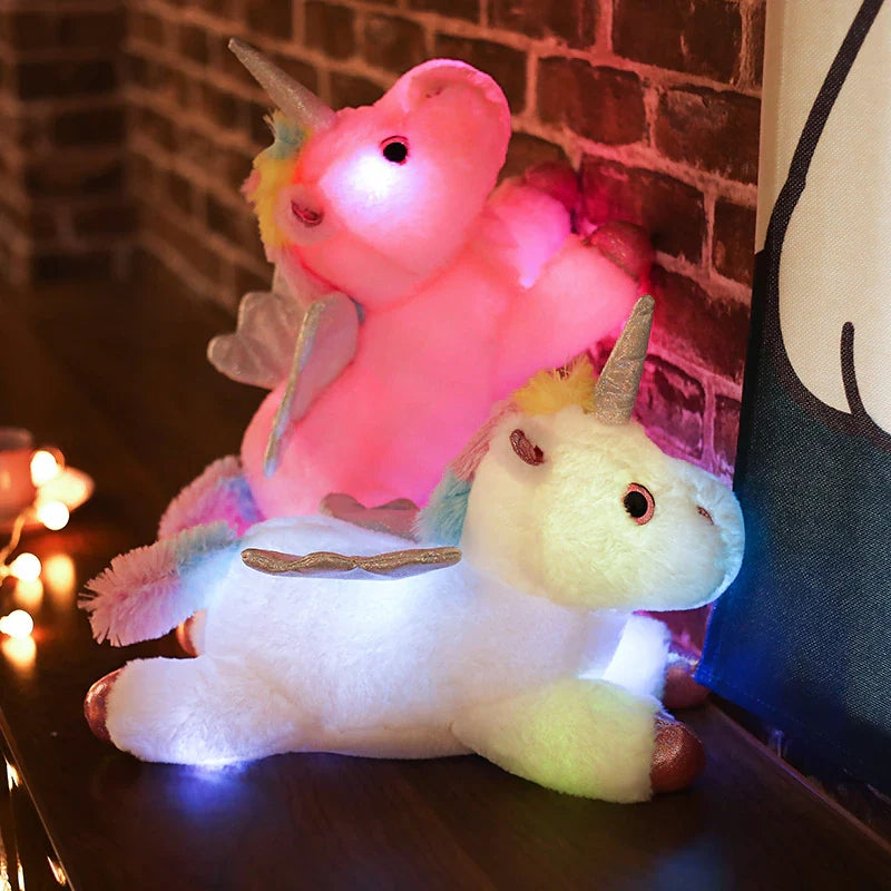 LED Glowing Stuffed Rainbow Unicorn Light Up Plush Toys With Night Lights