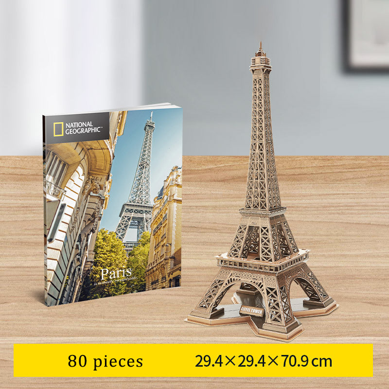 LED Architecture Model Building 3D Puzzle, DIY Paper Craft Lighting Paris Eiffel Tower Decor